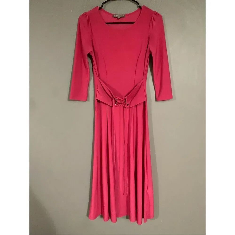 Kate & Mallory Pink Long Sleeve Corset Waist Long Dress Size Small